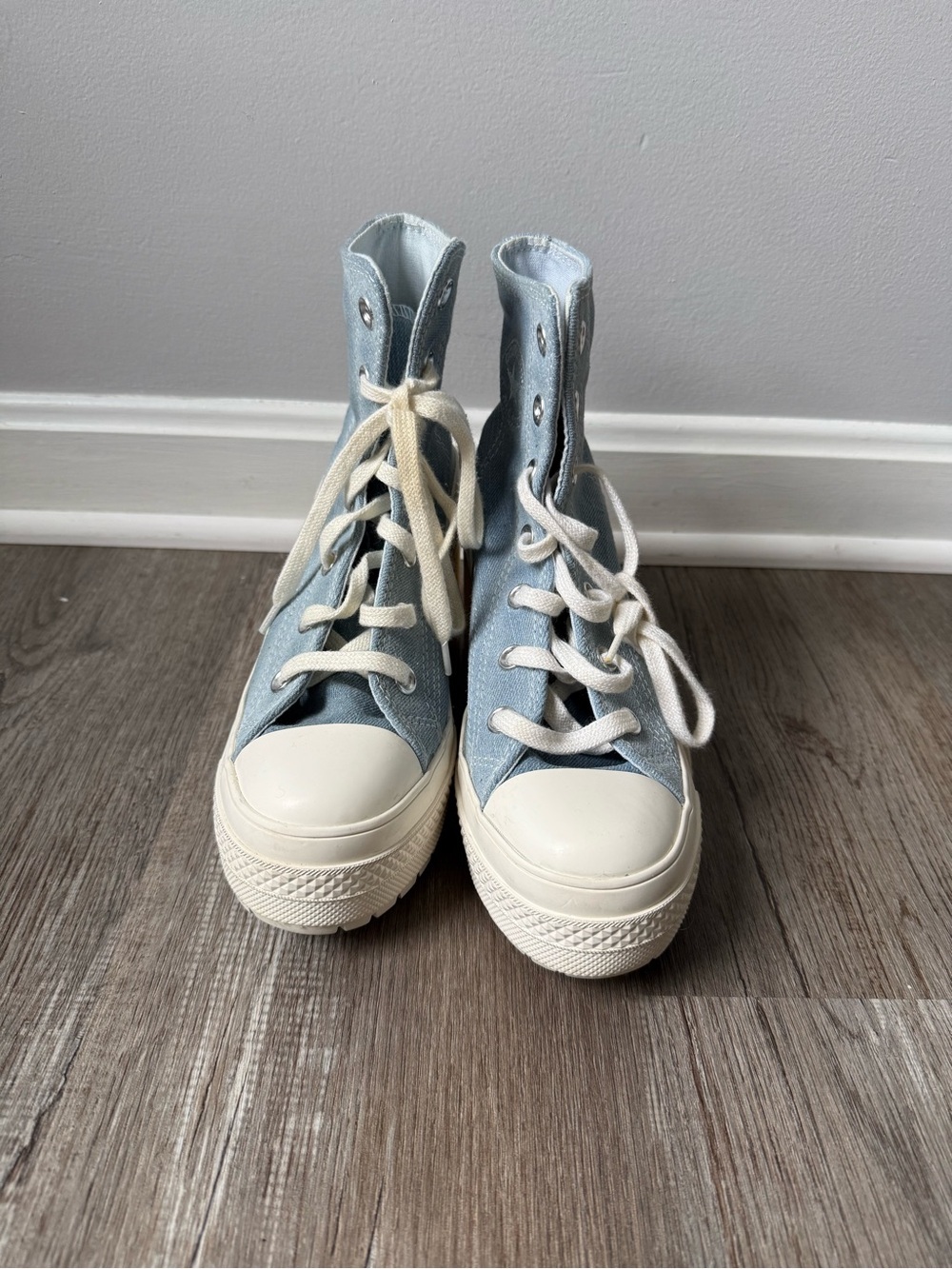Converse Chuck 70 De Luxe Heels Hi Platform Sneakers Light Blue Women's Size 6